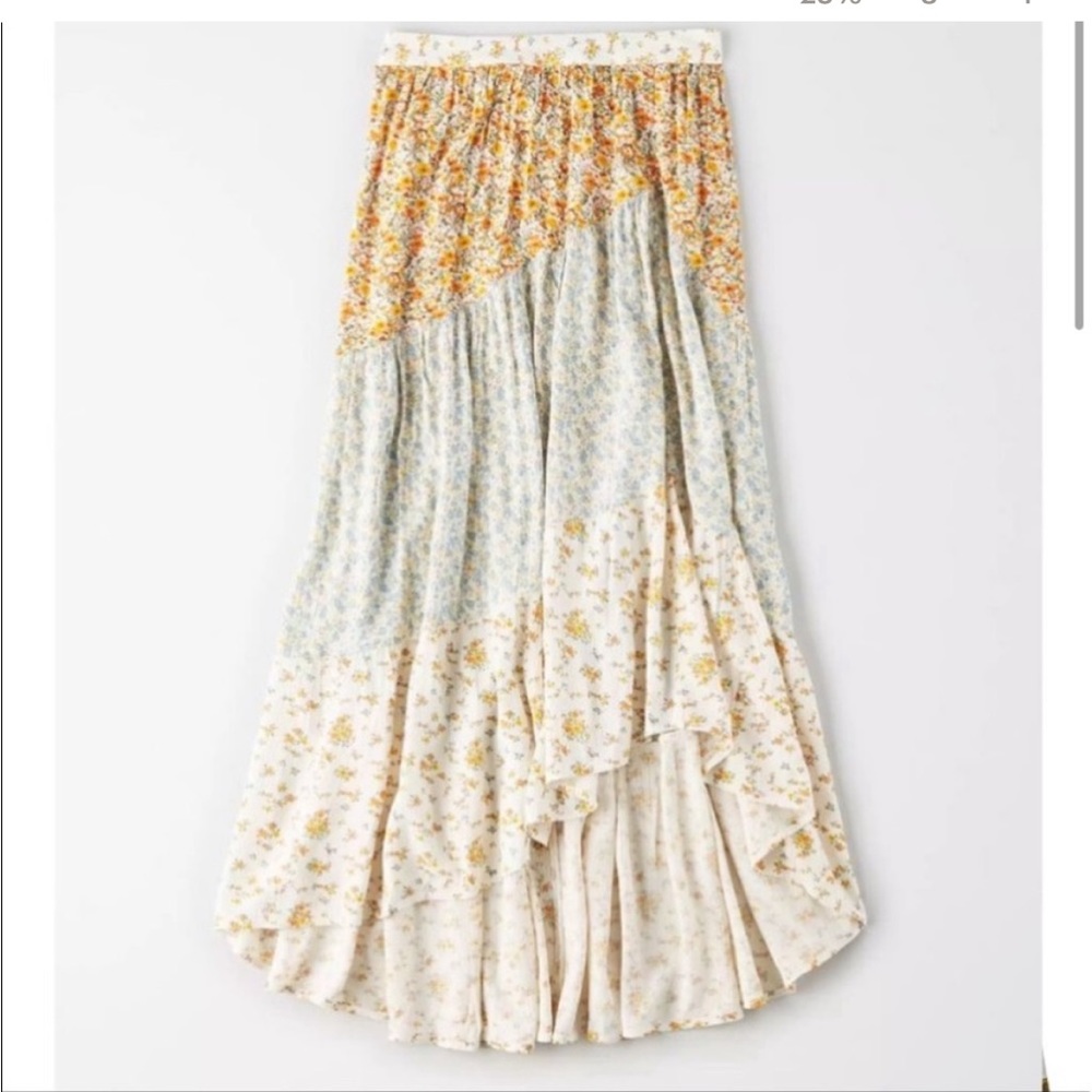 NWOT AE Floral Hi Low Ruffle Skirt | L
